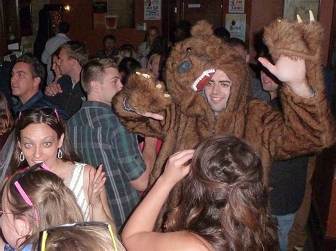 A bachelorette party (United States and Canada) or hen night (UK, Ireland and Australia) is a party held for a woman (the bride or bride-to-be) who will soon be married. . Dancing bear bachelorette party